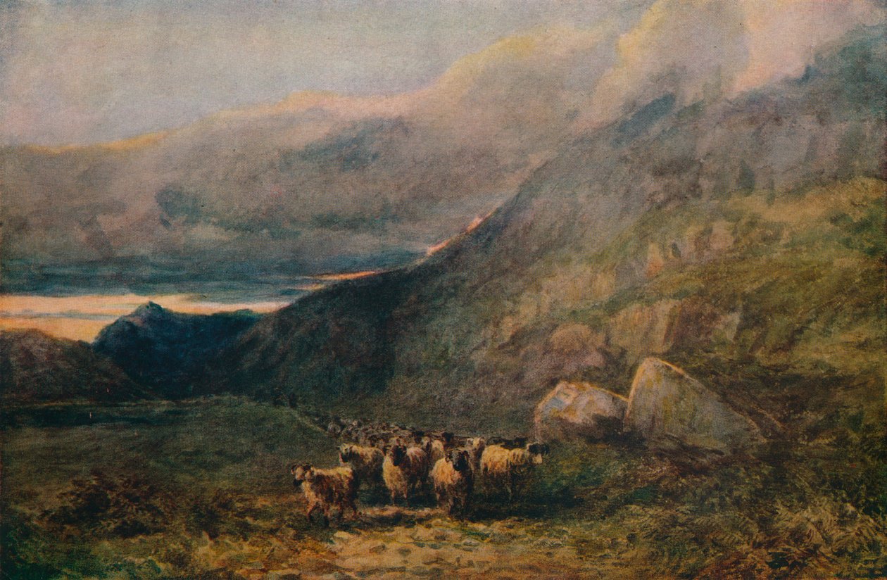 Strada di montagna con sonno, c. 1838 da David Cox the elder