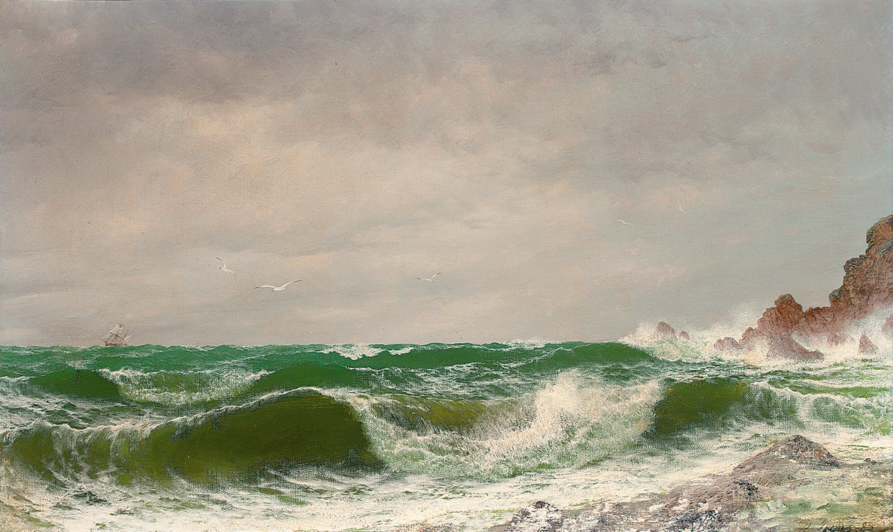 Onde che si infrangono su una costa rocciosa, 1885 da David James
