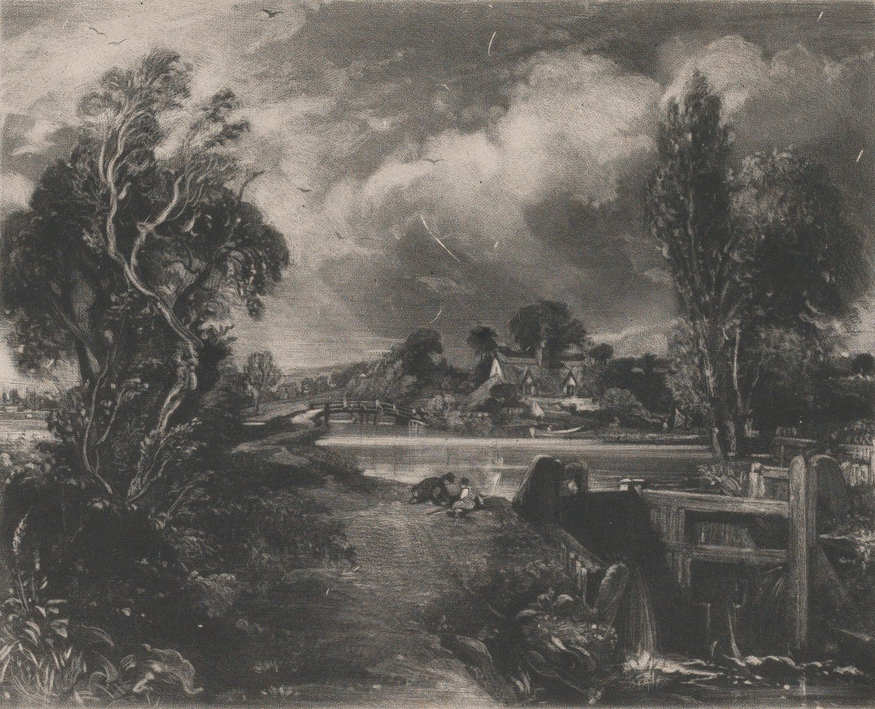 Una Chiusa sullo Stour, 1830 da David Lucas