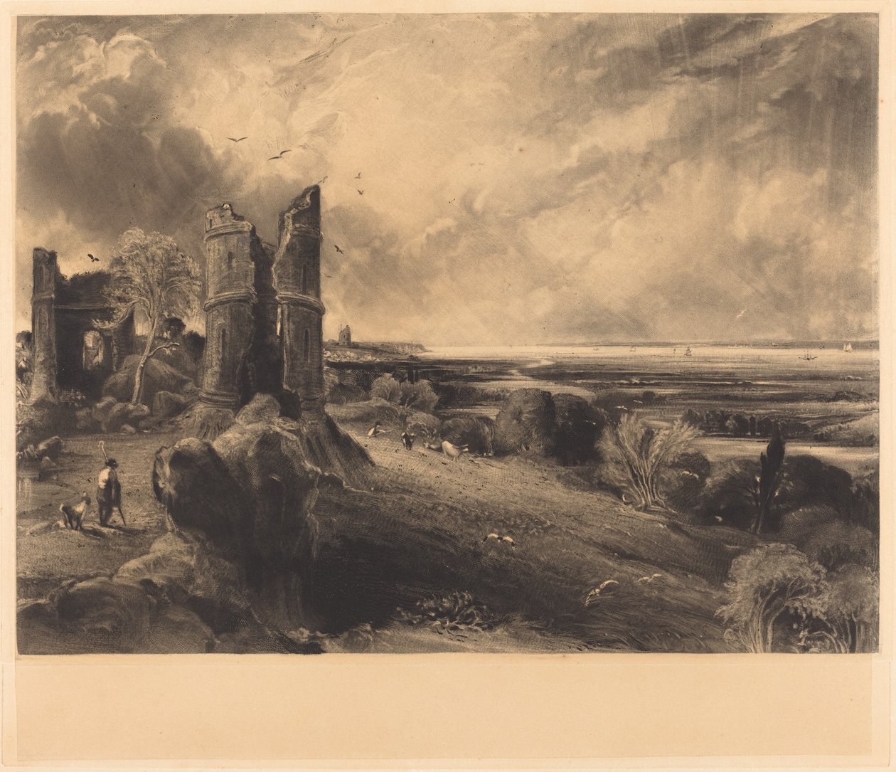 Castello di Hadleigh (Grande Tavola) da David Lucas after John Constable