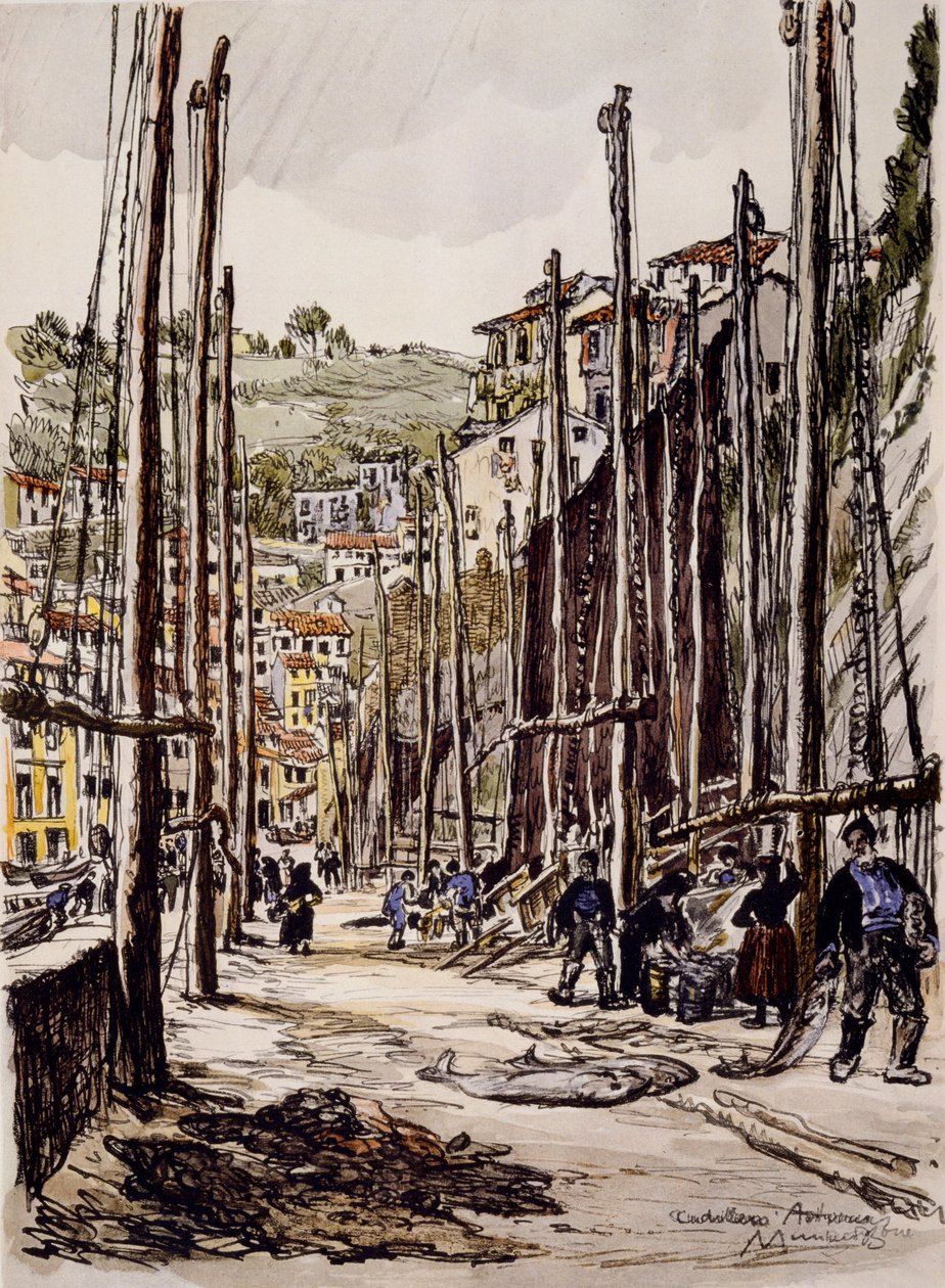 I pescatori di tonno, Cudillero, costa asturiana da David Muirhead Bone