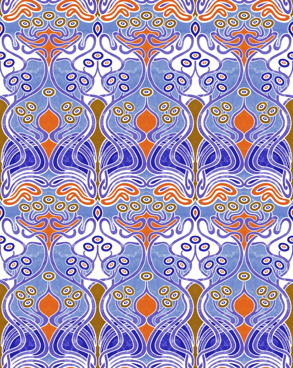 Beauclair Blue Orange, 2018 (tecnica mista digitale) da David Newton