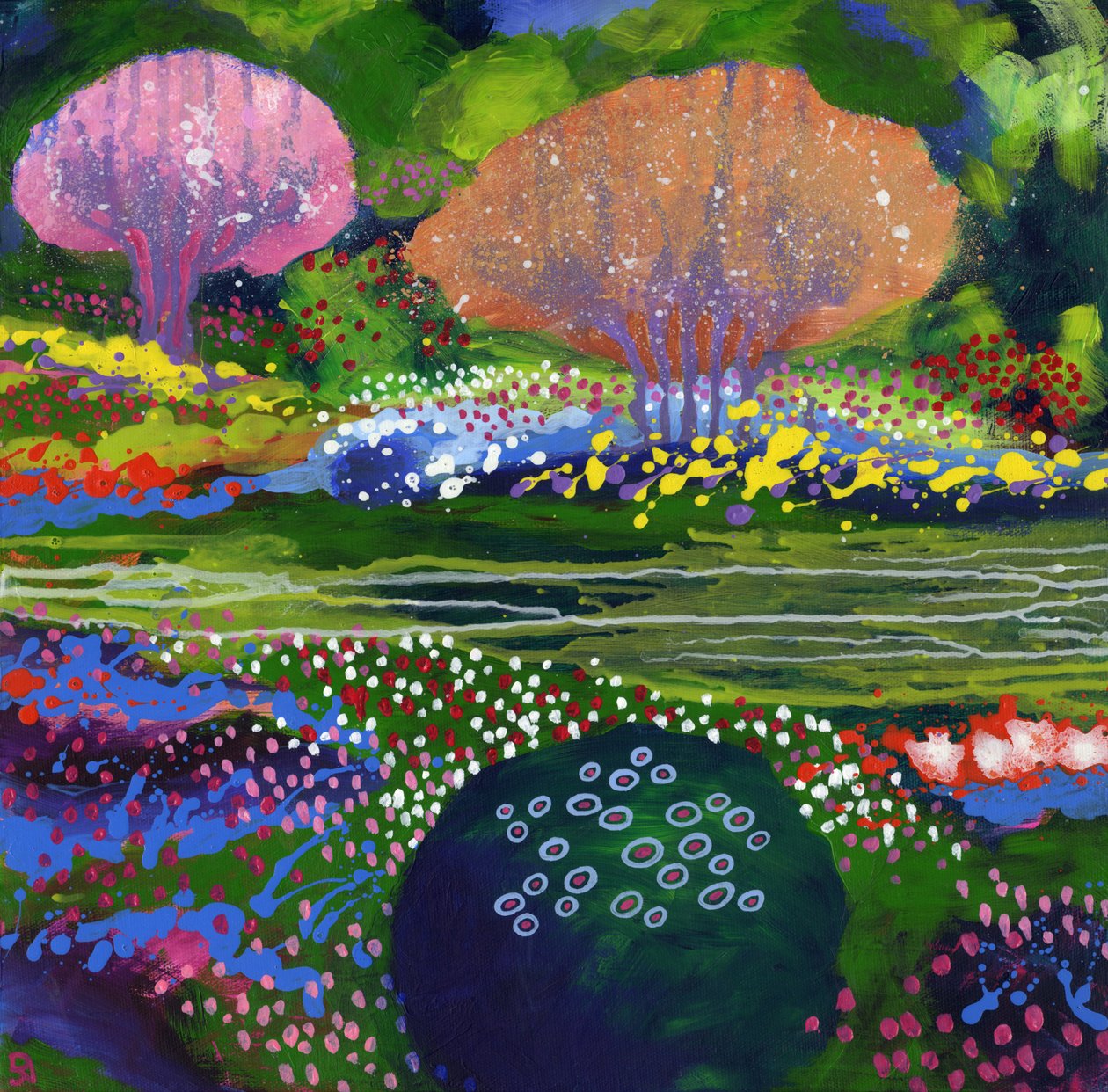 Giardino delle api, 2017(acrilico su tela) da David Newton