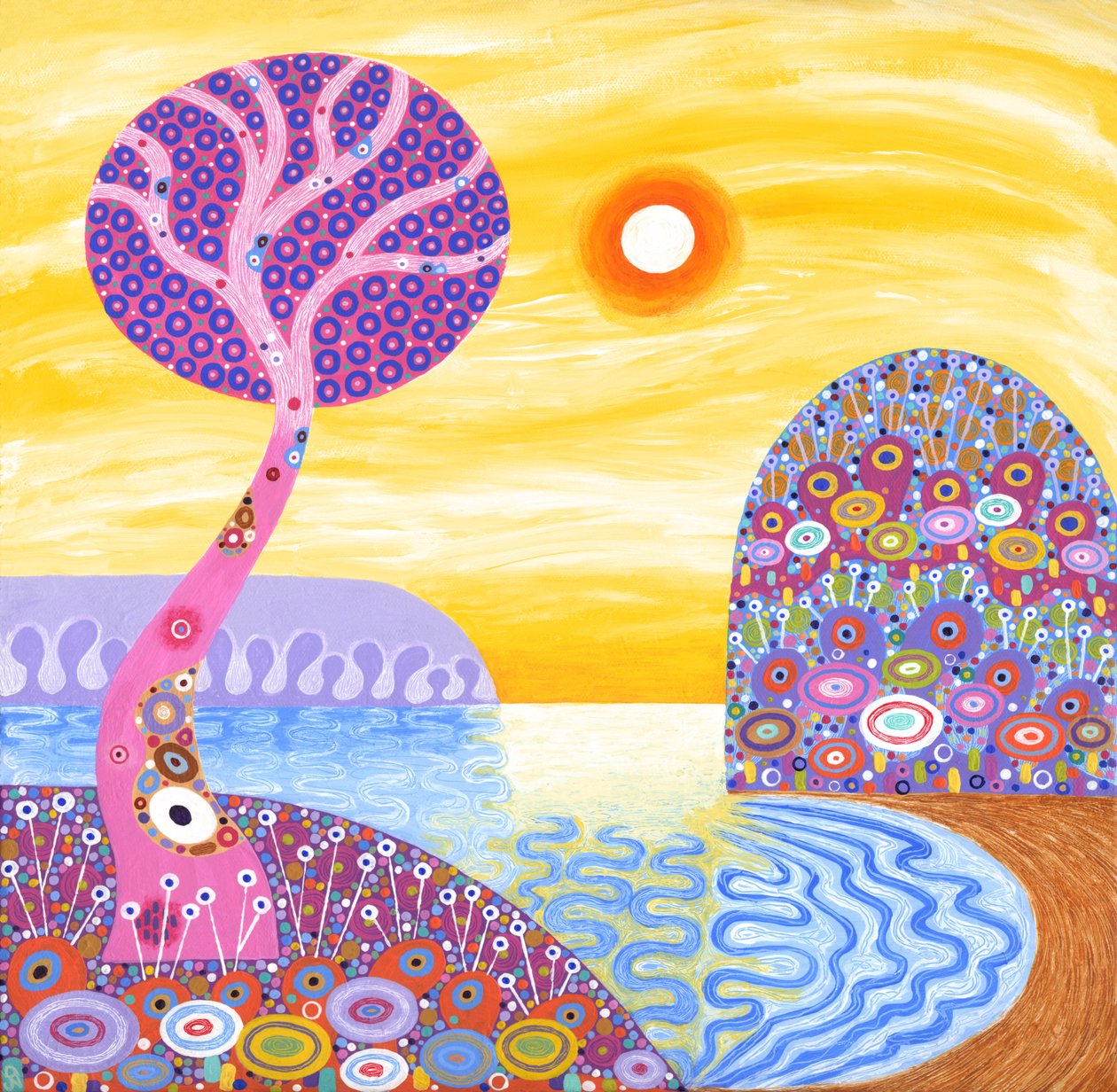 Sunset Cove, 2016 (acrilico su tela) da David Newton