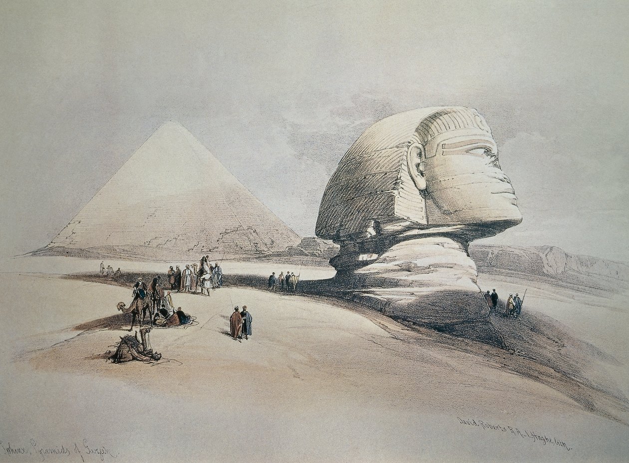 Sfinge a Giza. Litografia da David Roberts