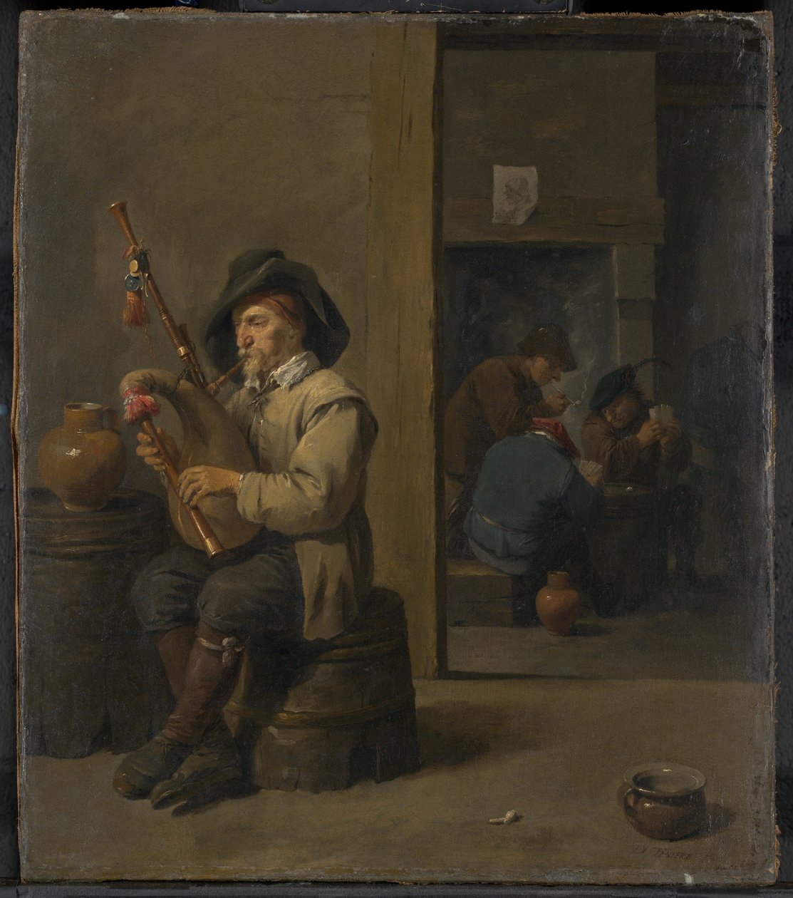 Suonatore di Cornamusa in una Locanda da David Teniers the Younger