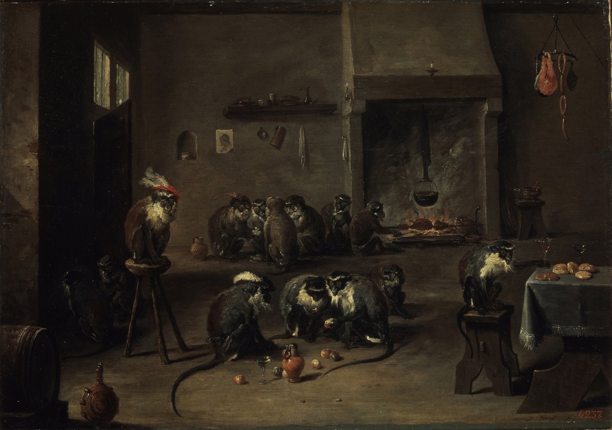Scimmie in cucina, 1640s da David Teniers the Younger