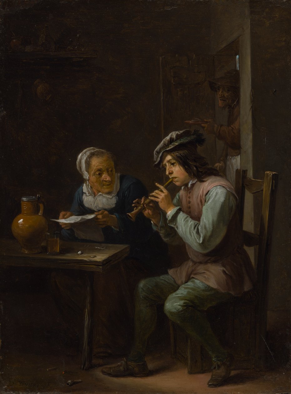 Il giocatore di Flageolet da David Teniers the Younger