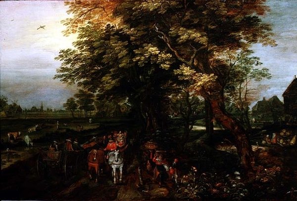 Paesaggio boscoso con contadini da David Vinckboons