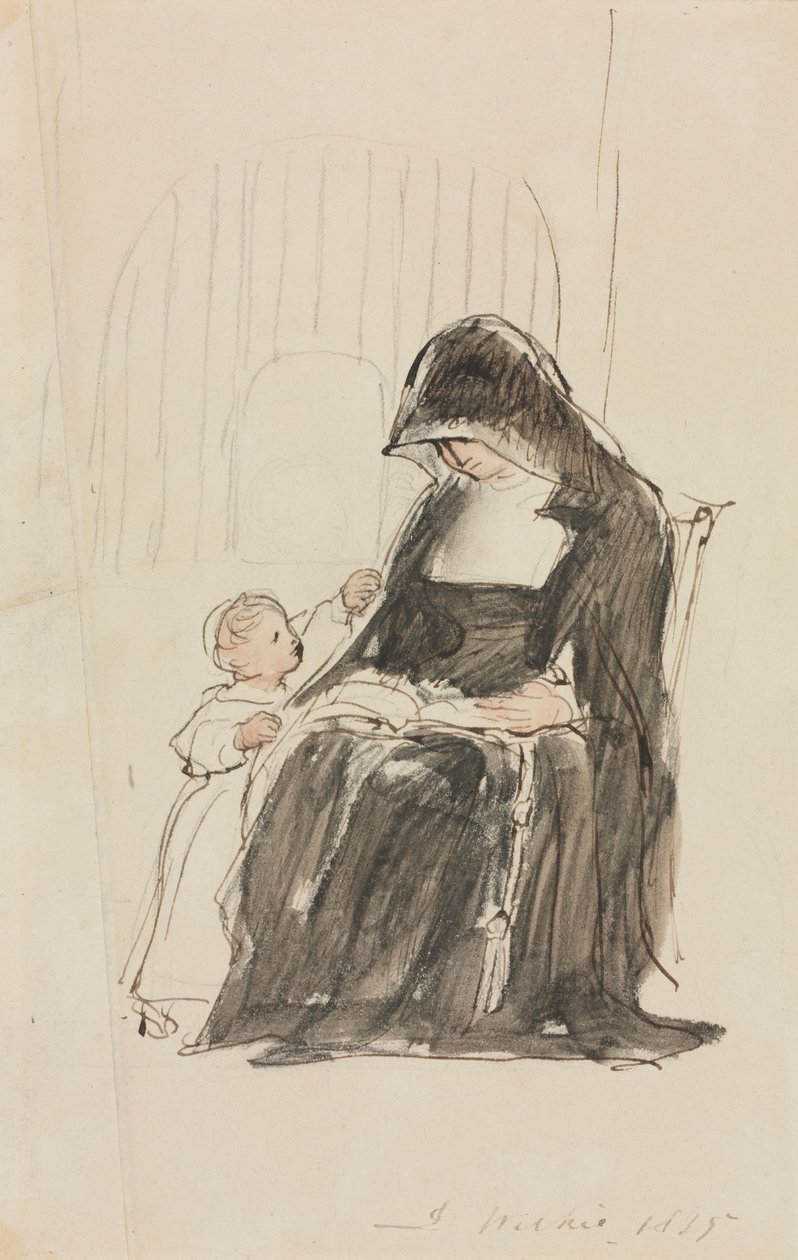 Suora che legge a un bambino, 1835 da David Wilkie