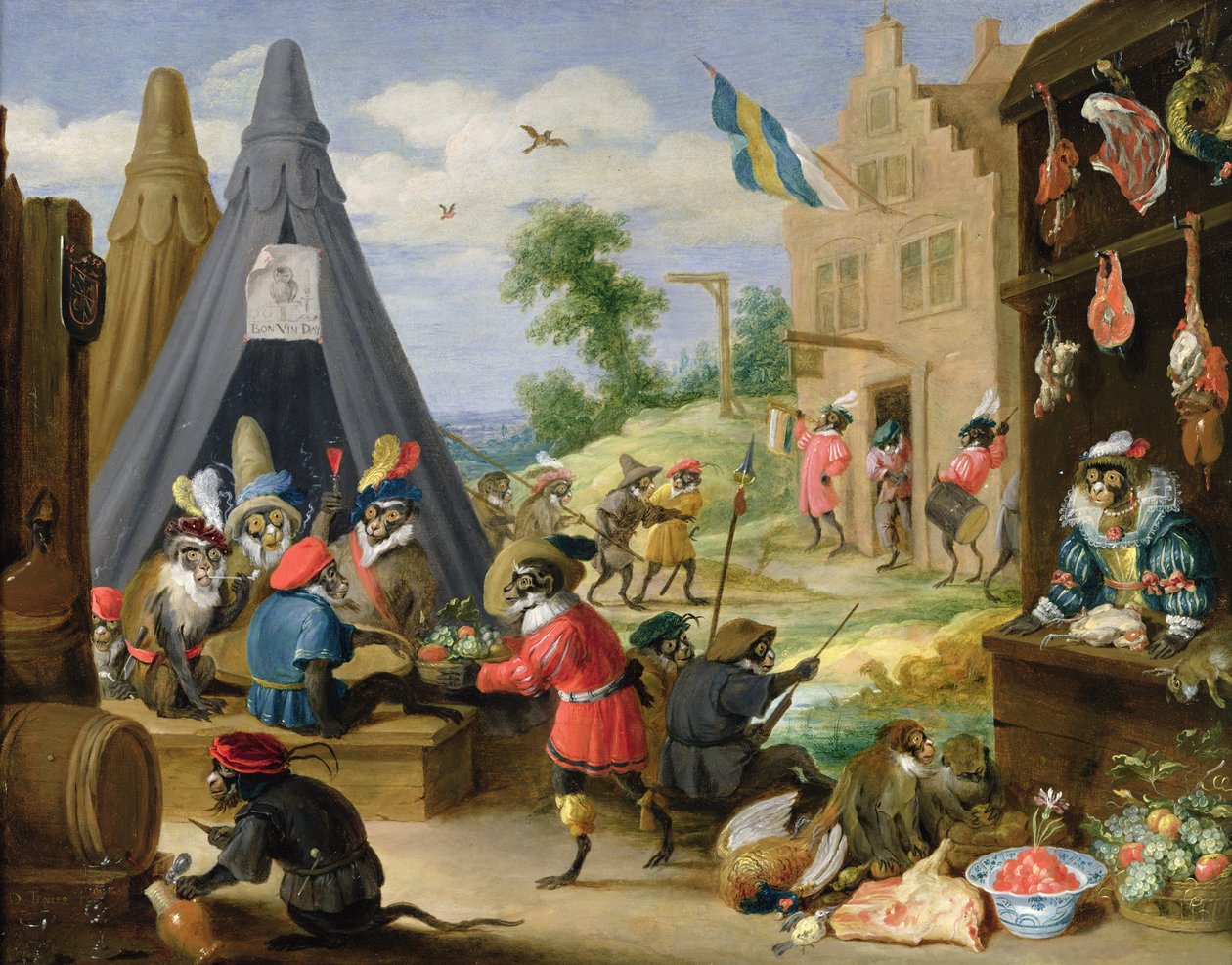Accampamento di scimmie da David Teniers the Younger