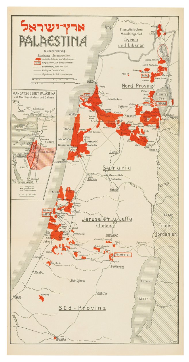 Mappa della Palestina da Davis Trietsch