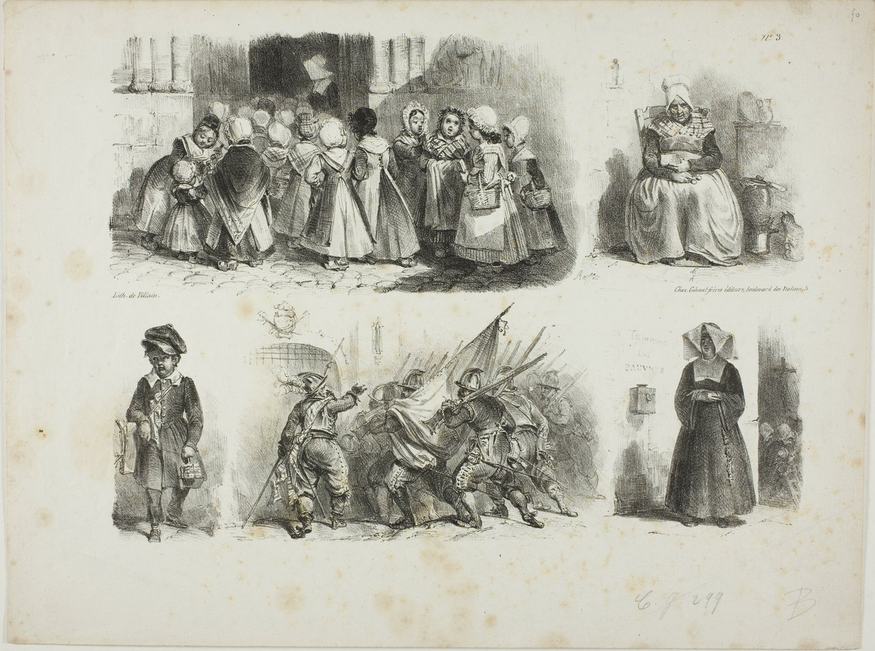 Foglio di schizzi da Denis Auguste Marie Raffet