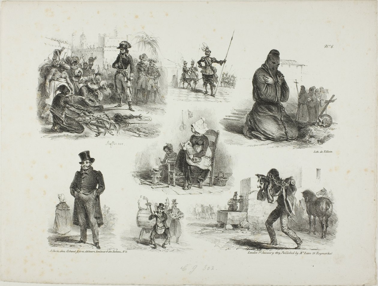 Foglio di schizzi da Denis Auguste Marie Raffet