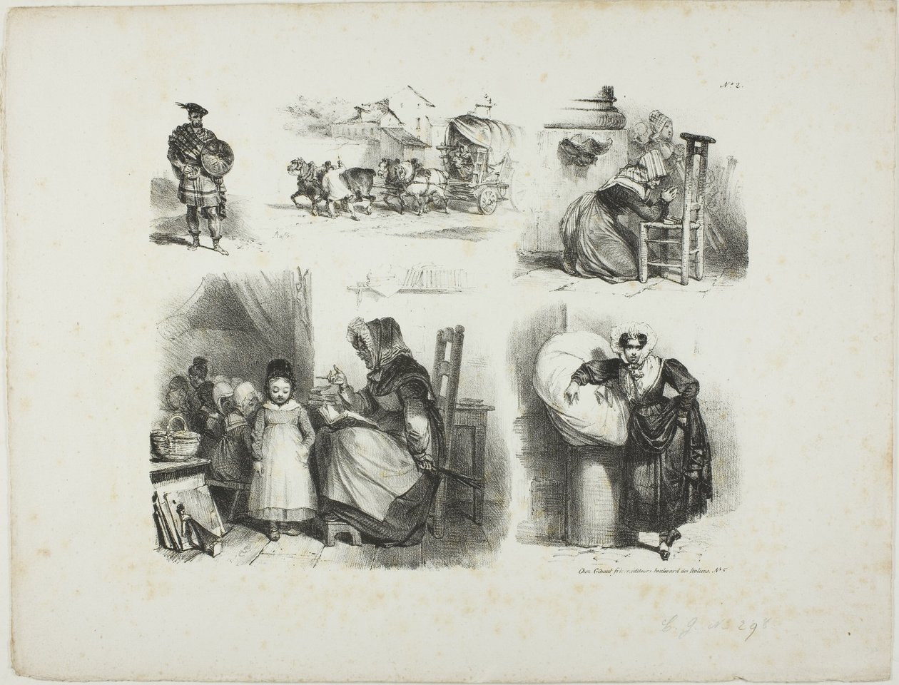 Foglio di schizzi da Denis Auguste Marie Raffet