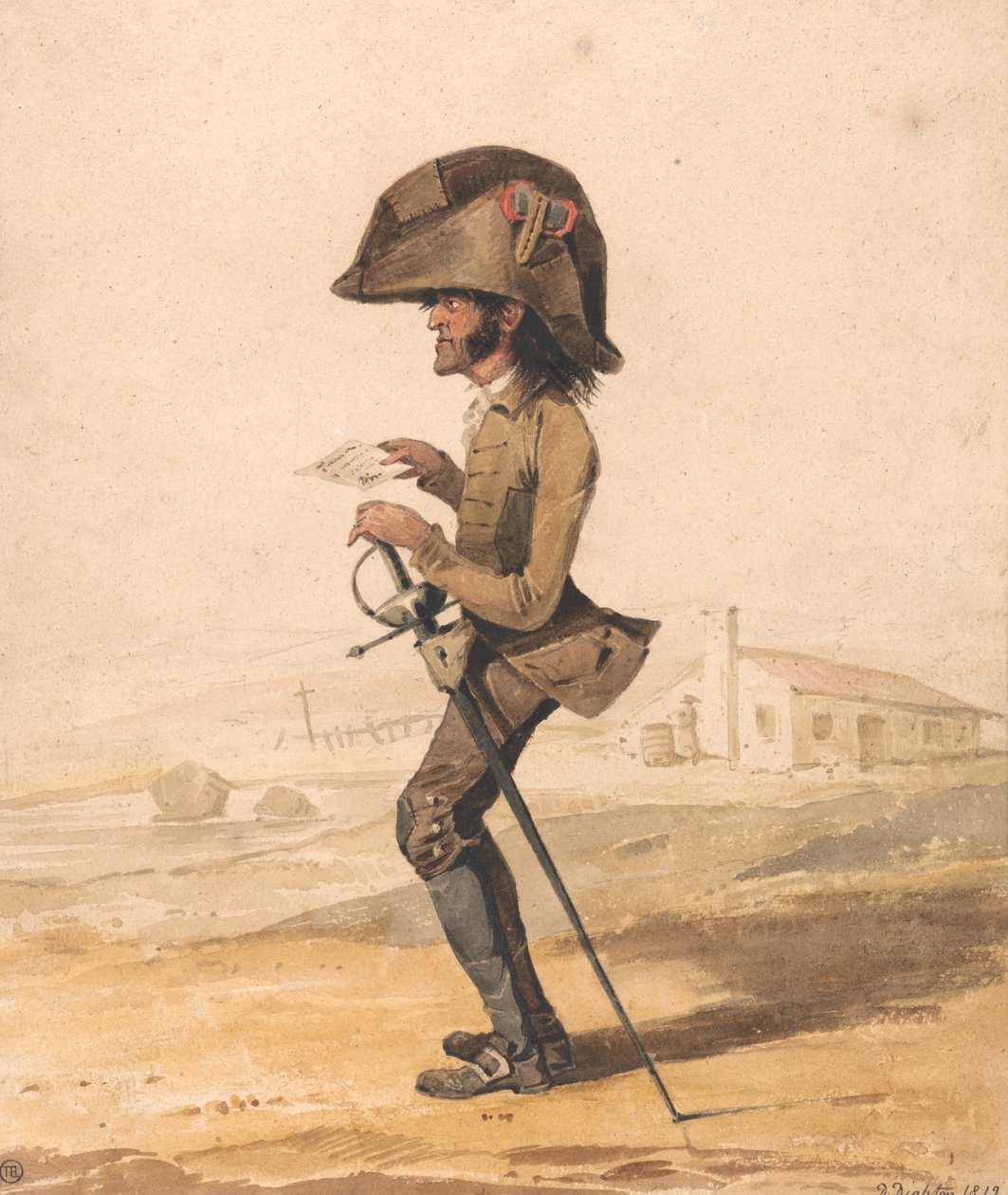 Caricatura di un ufficiale militare francese da Denis Dighton