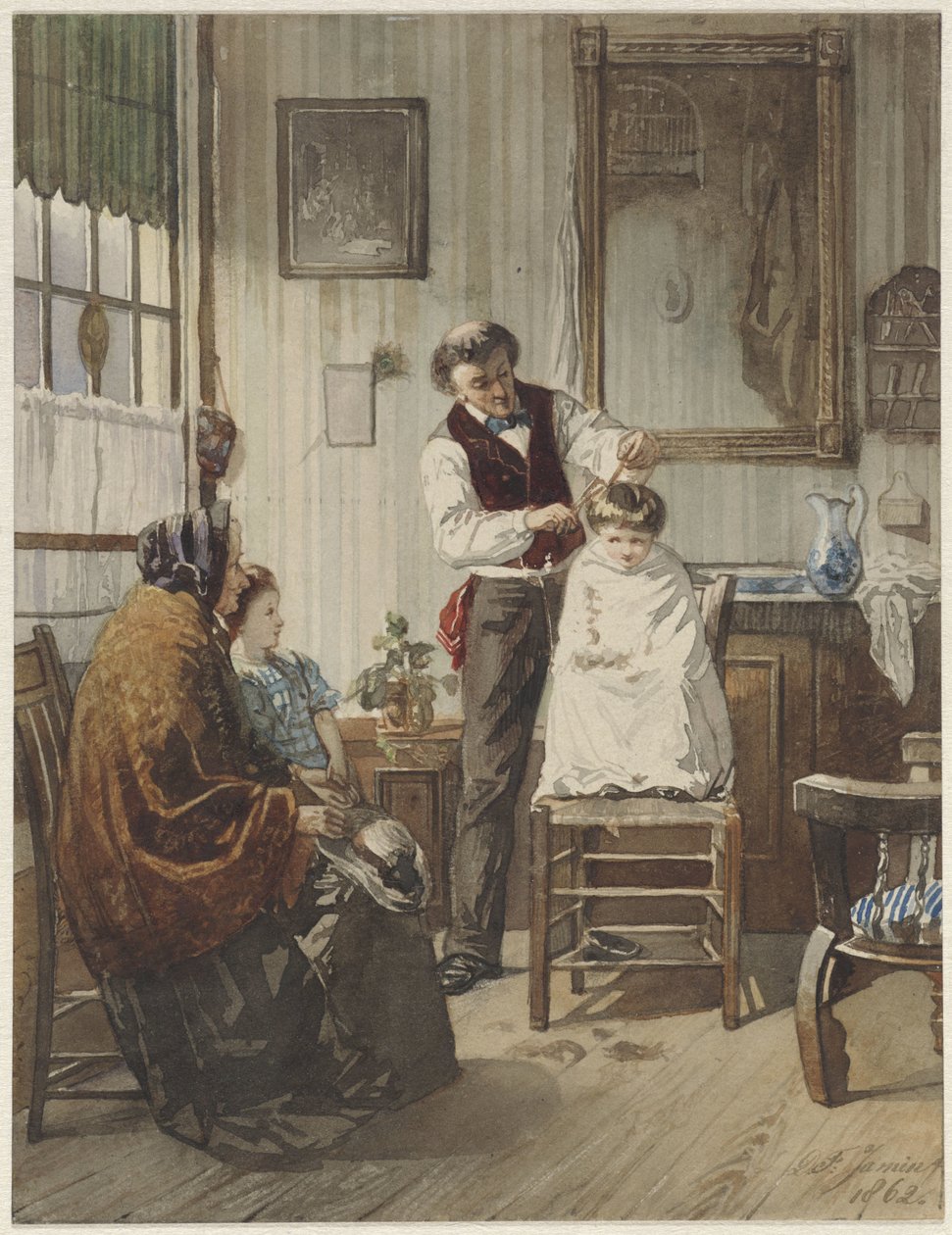 Bambino dal barbiere da Diederik Franciscus Jamin