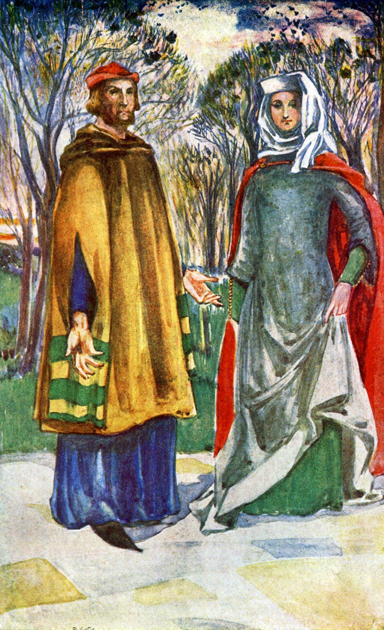 Costume di coppia nel regno di Edoardo I (1272-1307) da Dion Clayton Calthrop