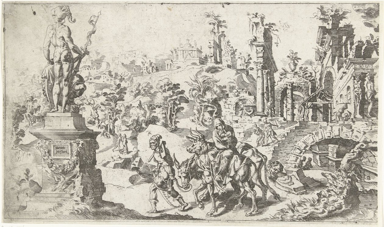 Fuga in Egitto da Dirck Volckertsz. Coornhert (attributed to)