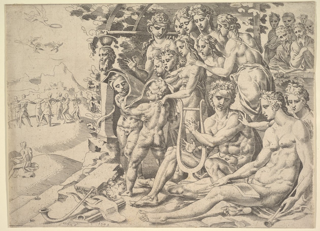 Apollo e le Muse da Dirck Volkertsen Coornhert