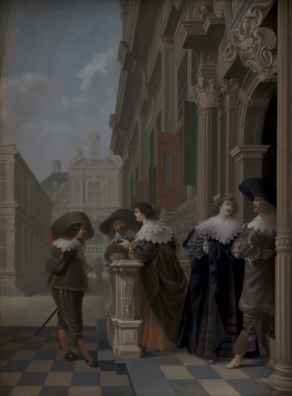 Conversazione fuori da un palazzo da Dirck van Delen