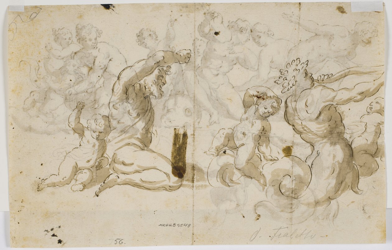 Un dio del fiume e due putti da Domenico Piola