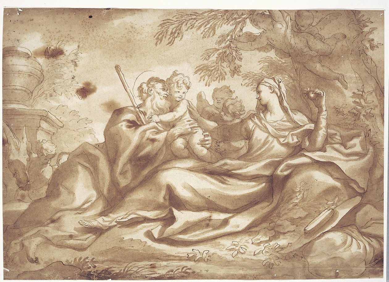 Riposo durante la fuga in Egitto da Domenico Piola