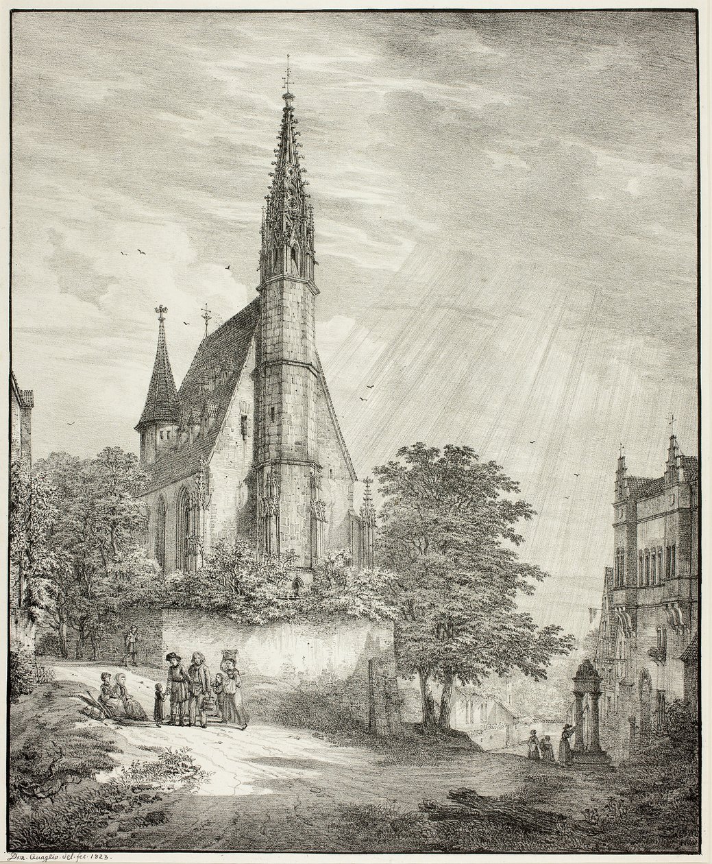 Chiesa di Kiderich nel Rheingau da Domenico Quaglio