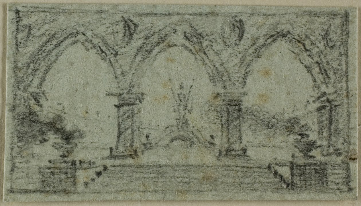 Portico con archi gotici da Domenico Quaglio