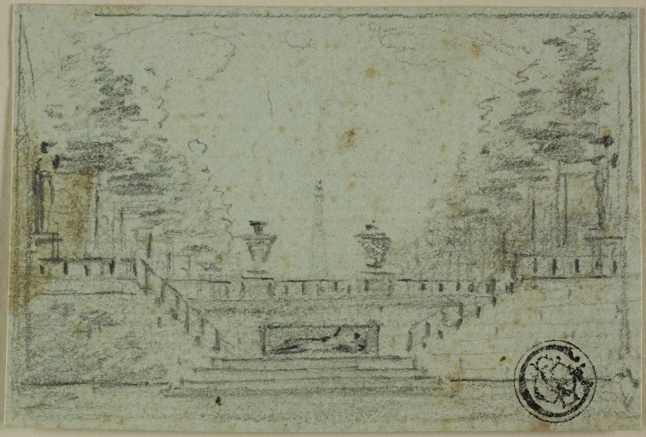 Scala e terrazza nel giardino formale da Domenico Quaglio