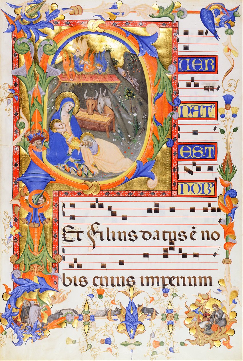 Natività, in una iniziale P da Don Silvestro dei Gherarducci