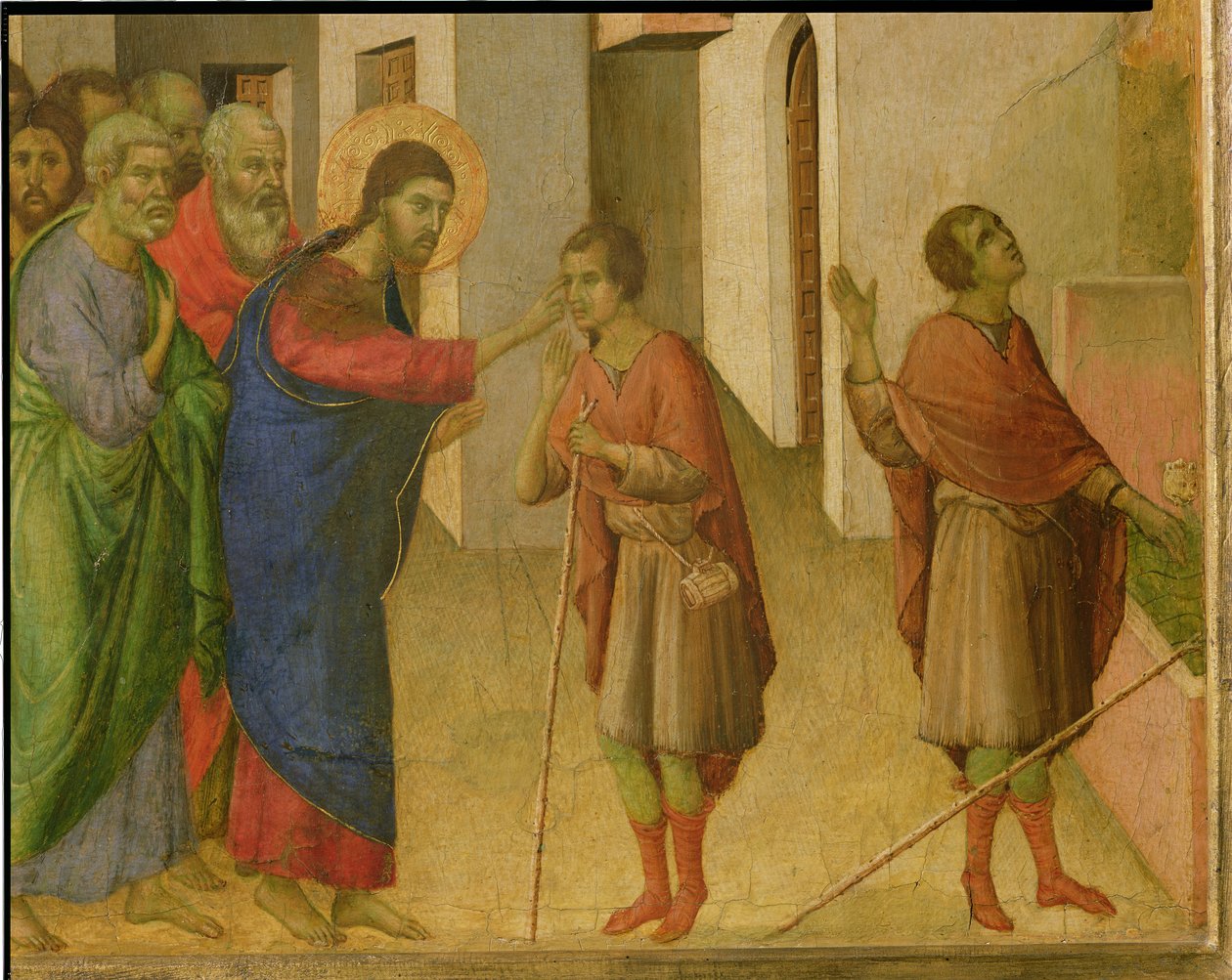 Gesù apre gli occhi di un uomo nato cieco, 1311 (dettaglio) da Duccio di Buoninsegna