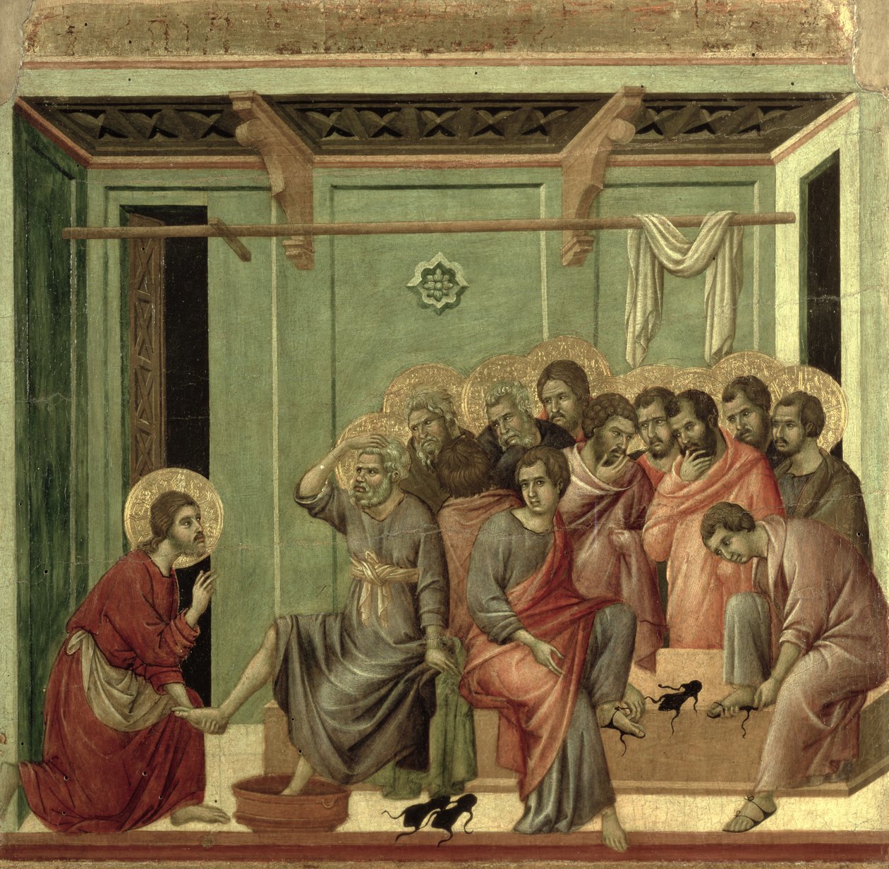 Maestà: Cristo lava i piedi ai discepoli, 1308-11 da Duccio di Buoninsegna