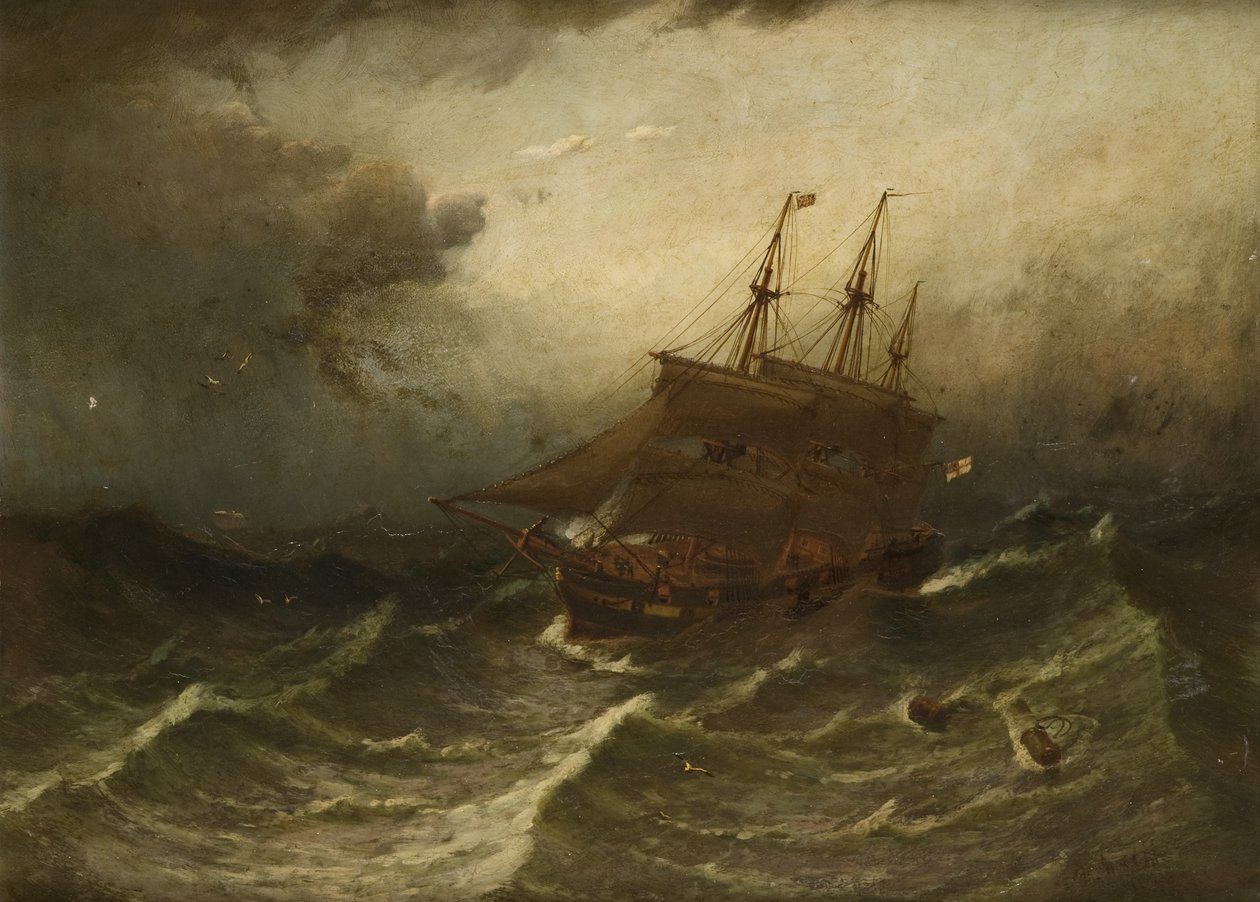 Imbarcazione a vela in una tempesta, 1882 da Duncan F. McLea