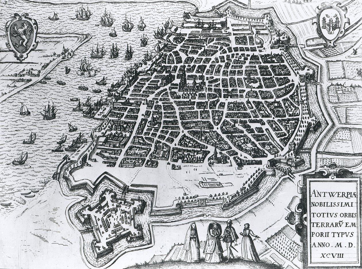 Mappa di Anversa, 1598 da Dutch School