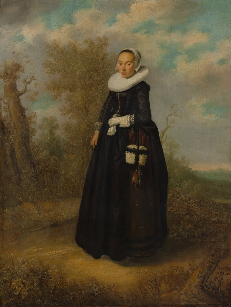 Una giovane donna in un paesaggio da Dutch Painter