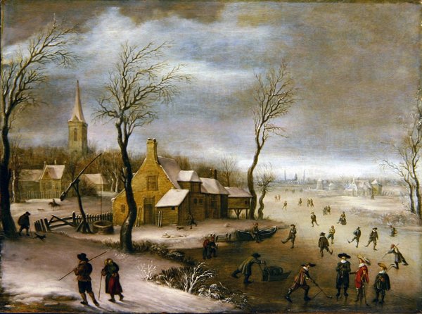 Paesaggio invernale con giocatori di Kolf da Dutch School