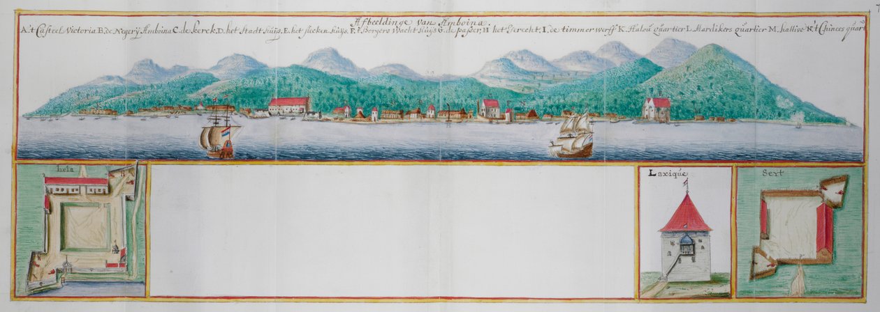 Veduta colorata di Amboyna da Dutch School
