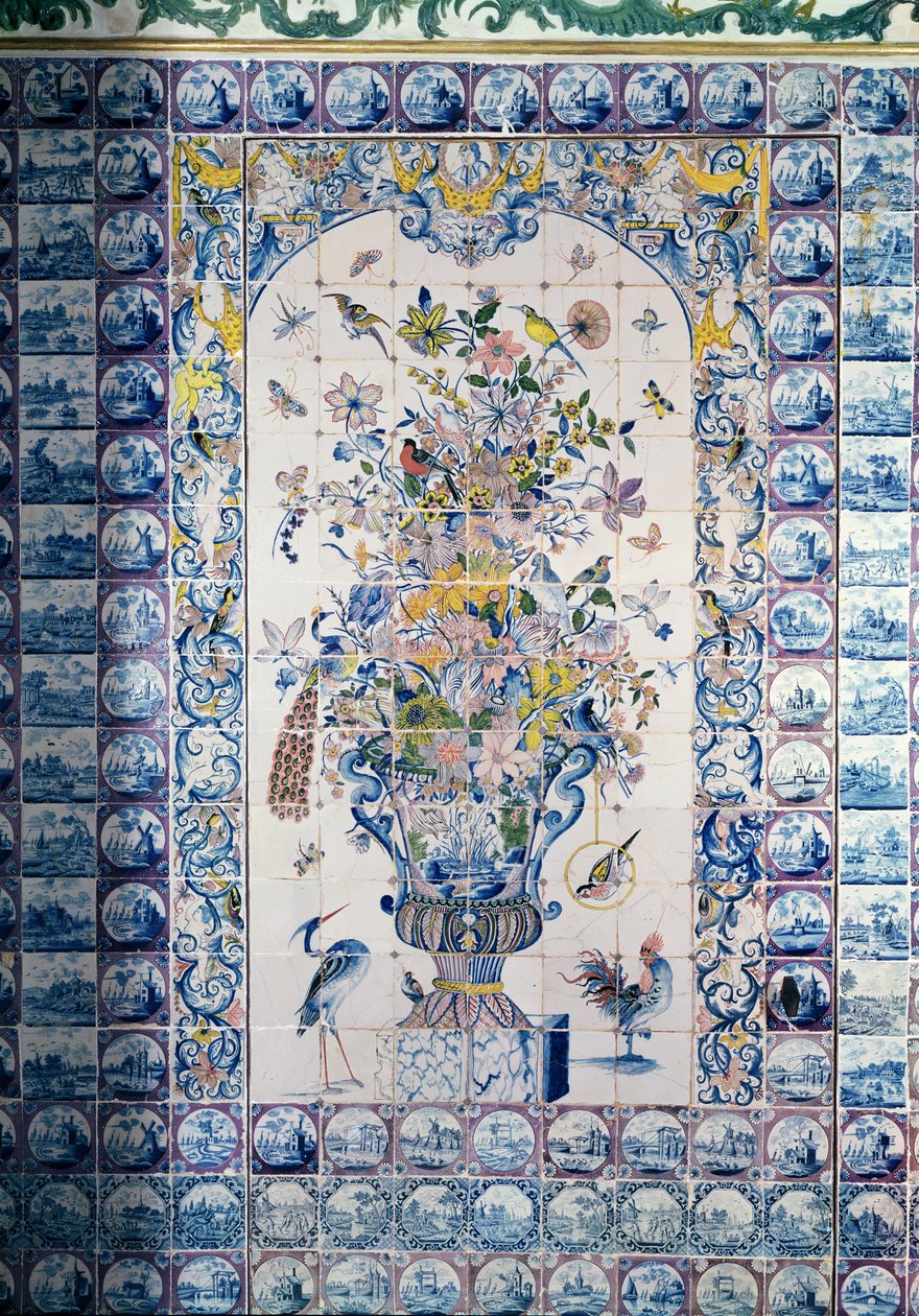Pannello di piastrelle di Delft dal bagno da Dutch School