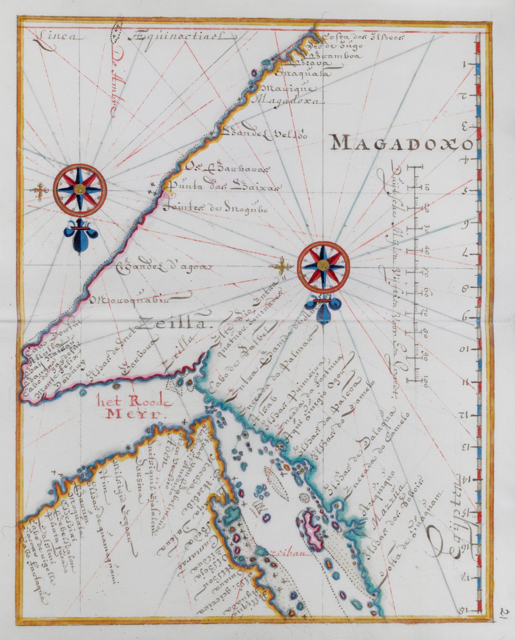 Mappa di Magadoxo, Zanzibar. da Dutch School