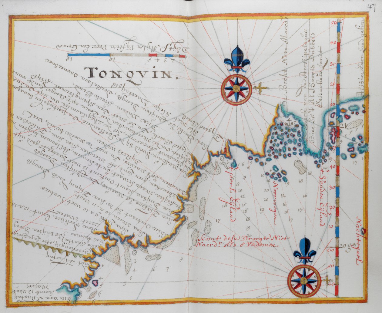 Mappa della costa della Birmania da Dutch School