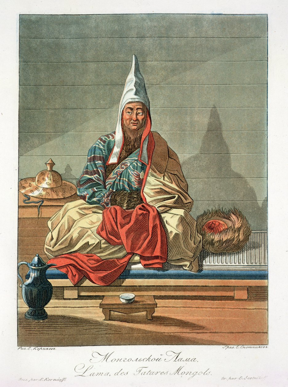 Lama dei Tartari Mongoli, inciso da Jegor Skotnikoff da E. Karnejeff