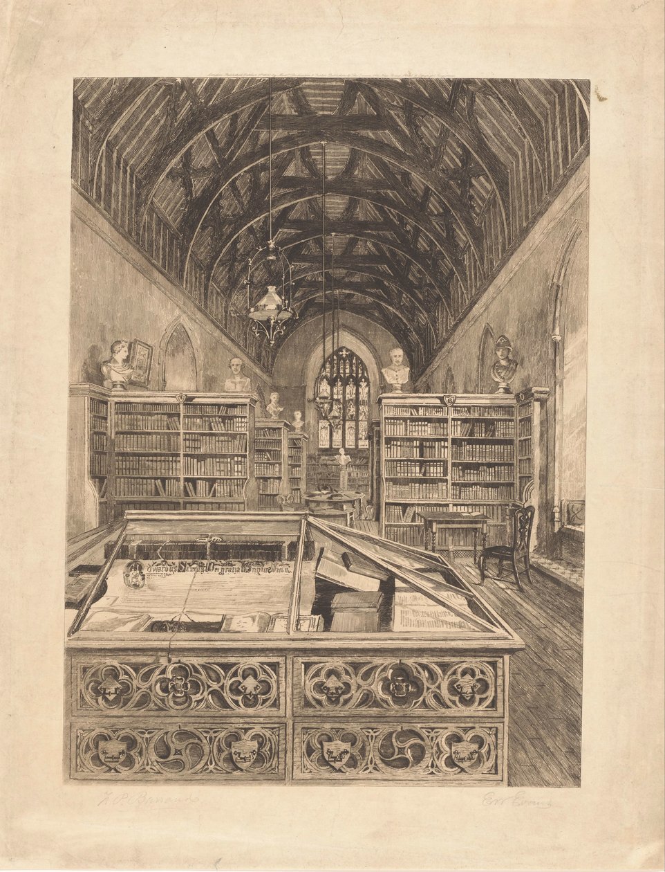 Interno di una biblioteca da E.W. Evans (signed by artist)