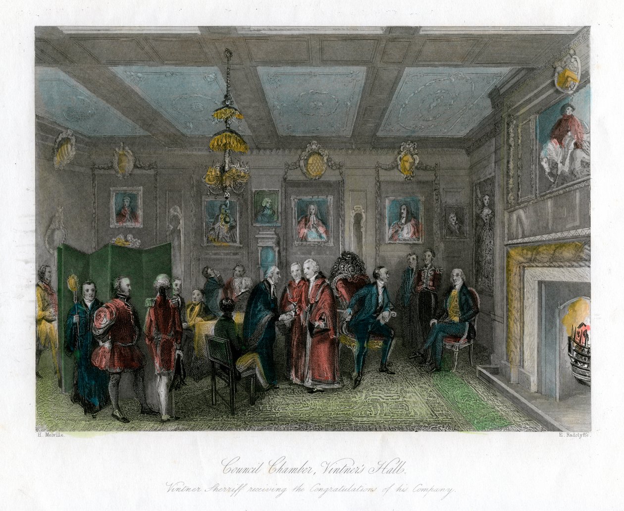 Sala del consiglio, Vintners Hall, Città di Londra da E. Redclyffe