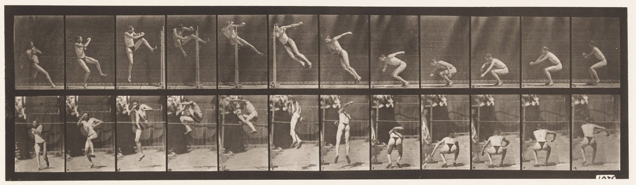 Saltare; Corsa con salto alto da Eadweard Muybridge