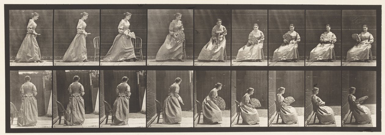 Sedersi e sventolare un ventaglio da Eadweard Muybridge