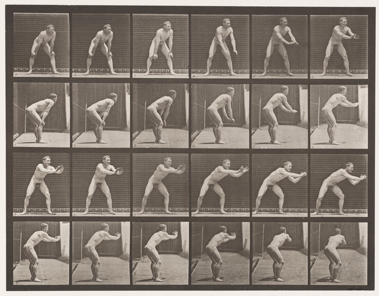Tavola 280. Baseball; prendere la palla, 1885 da Eadweard Muybridge