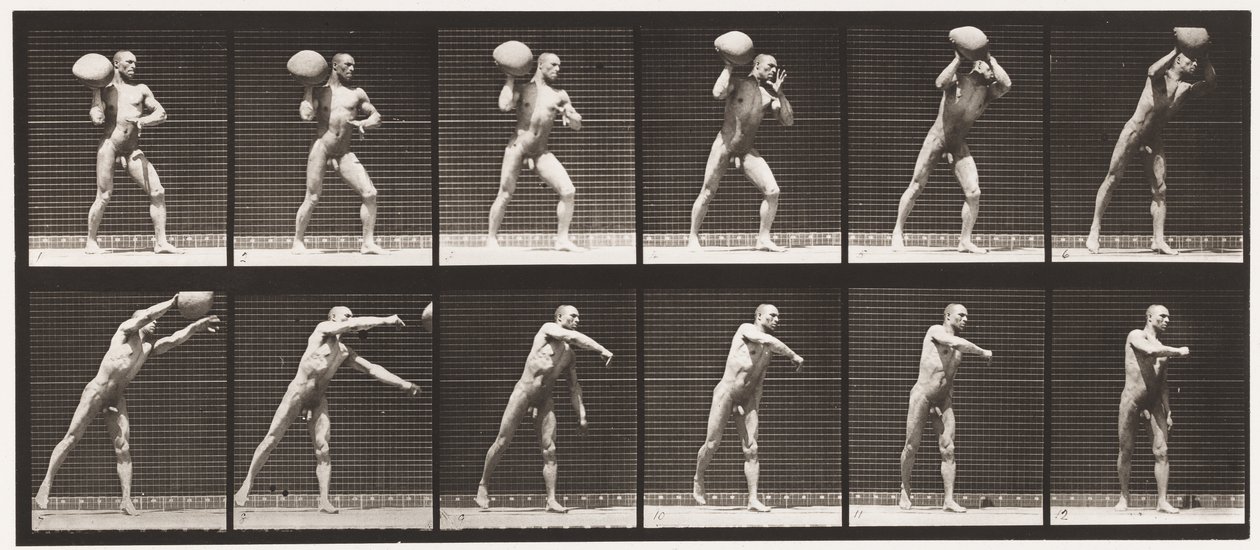Tavola 311. Sollevare una roccia di 75 libbre da Eadweard Muybridge