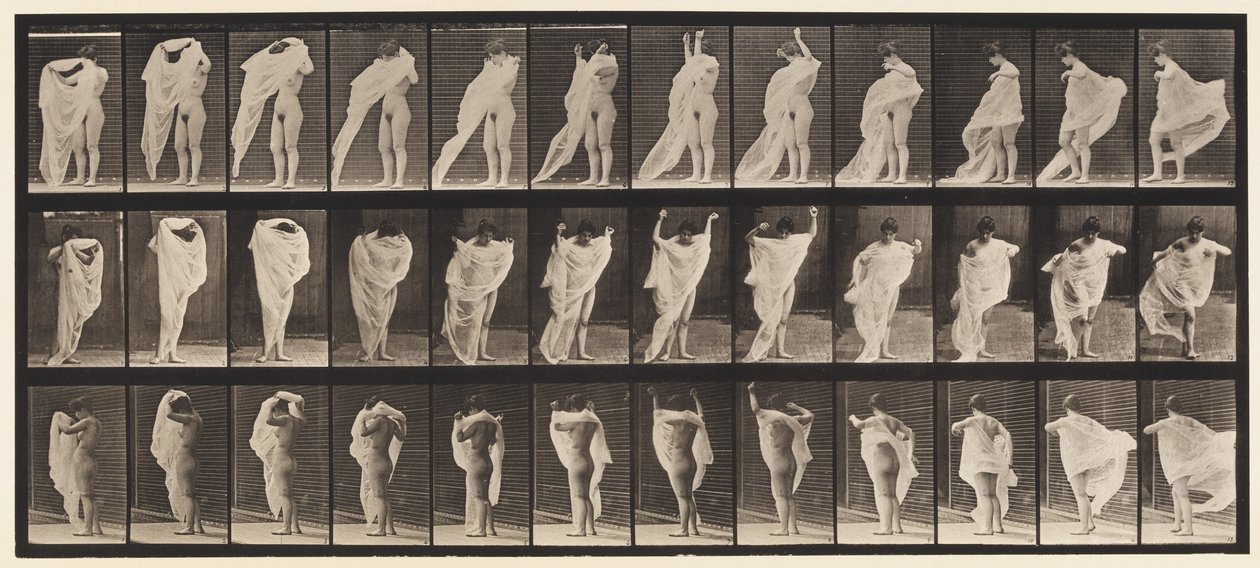Toilette, indossare un vestito (tavola 416) da Eadweard Muybridge
