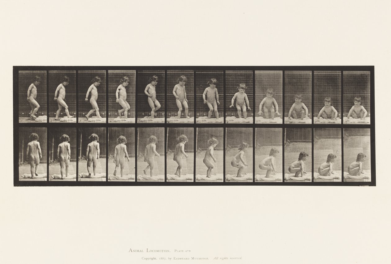 Piastra 476. Bambino seduto a terra da Eadweard Muybridge